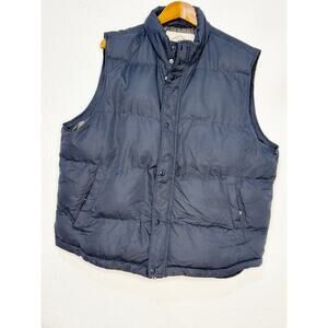 St Johns Bay Men’s Size Xl Navy Blue Puffer Vest Full Zip Quilted Insulated